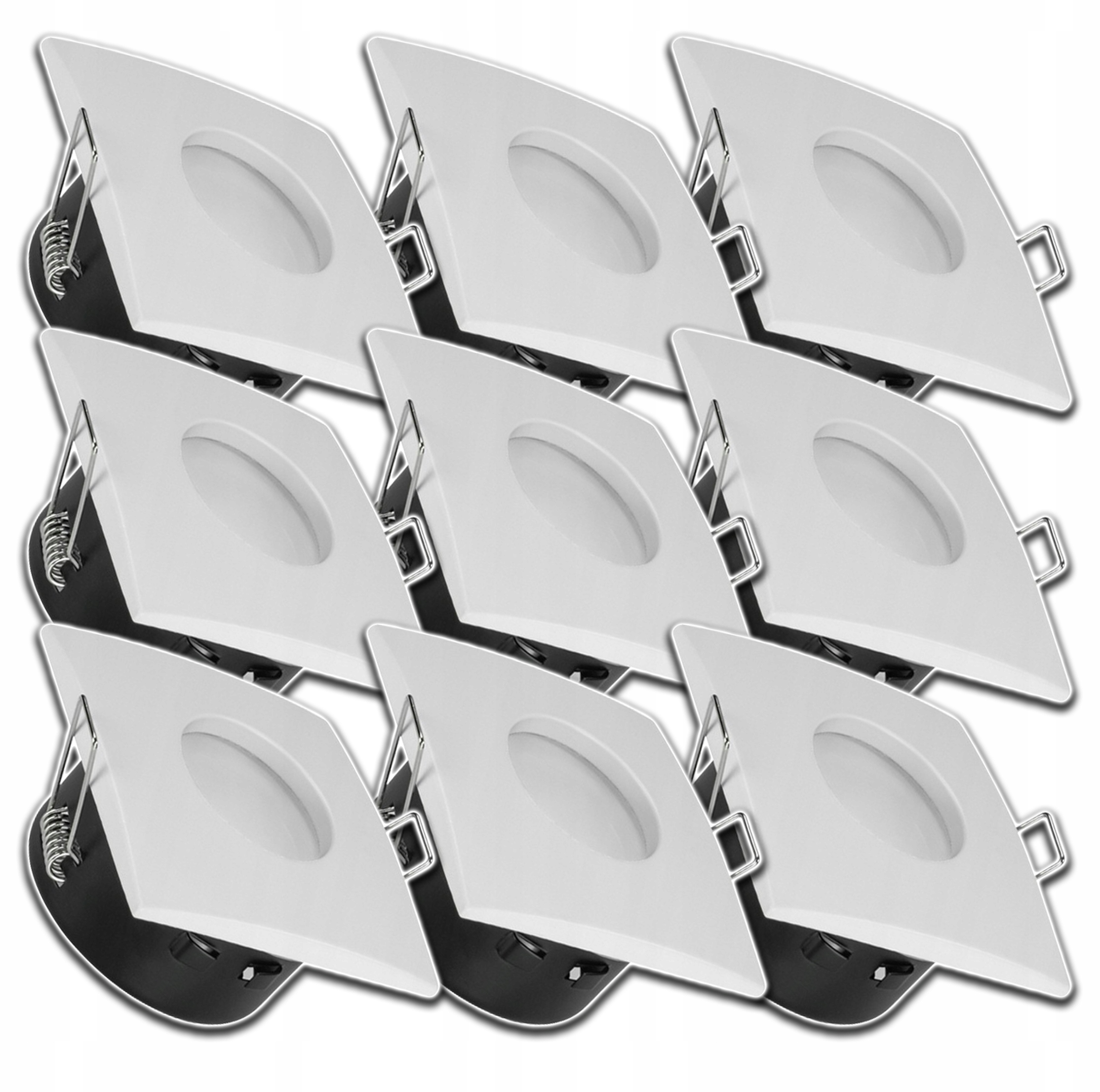 9 x Hermetické Halogenové Svítidlo Čtvercové Bílé Voděodolné Vodotěsné