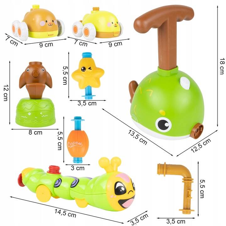 WYRZUTNIA BALONÓW BALONOWA RYBKA RYBA ROZDYMKA DWA AUTA 13 SZT BALONÓW Płeć chłopcy dziewczynki
