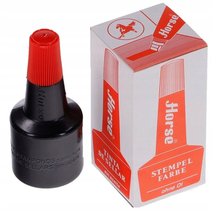 Tusz do pieczątek gumowych HORSE 28 ml czerwony