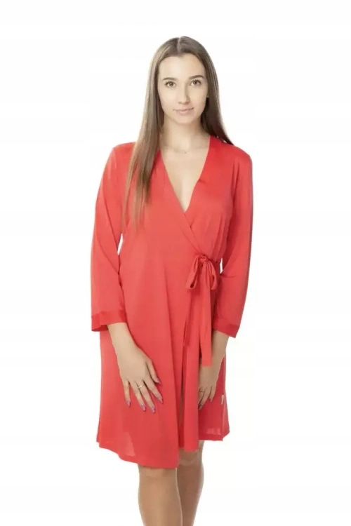 Peniuarový župan Visti Sara 84017 – červený, elegantní a ženský