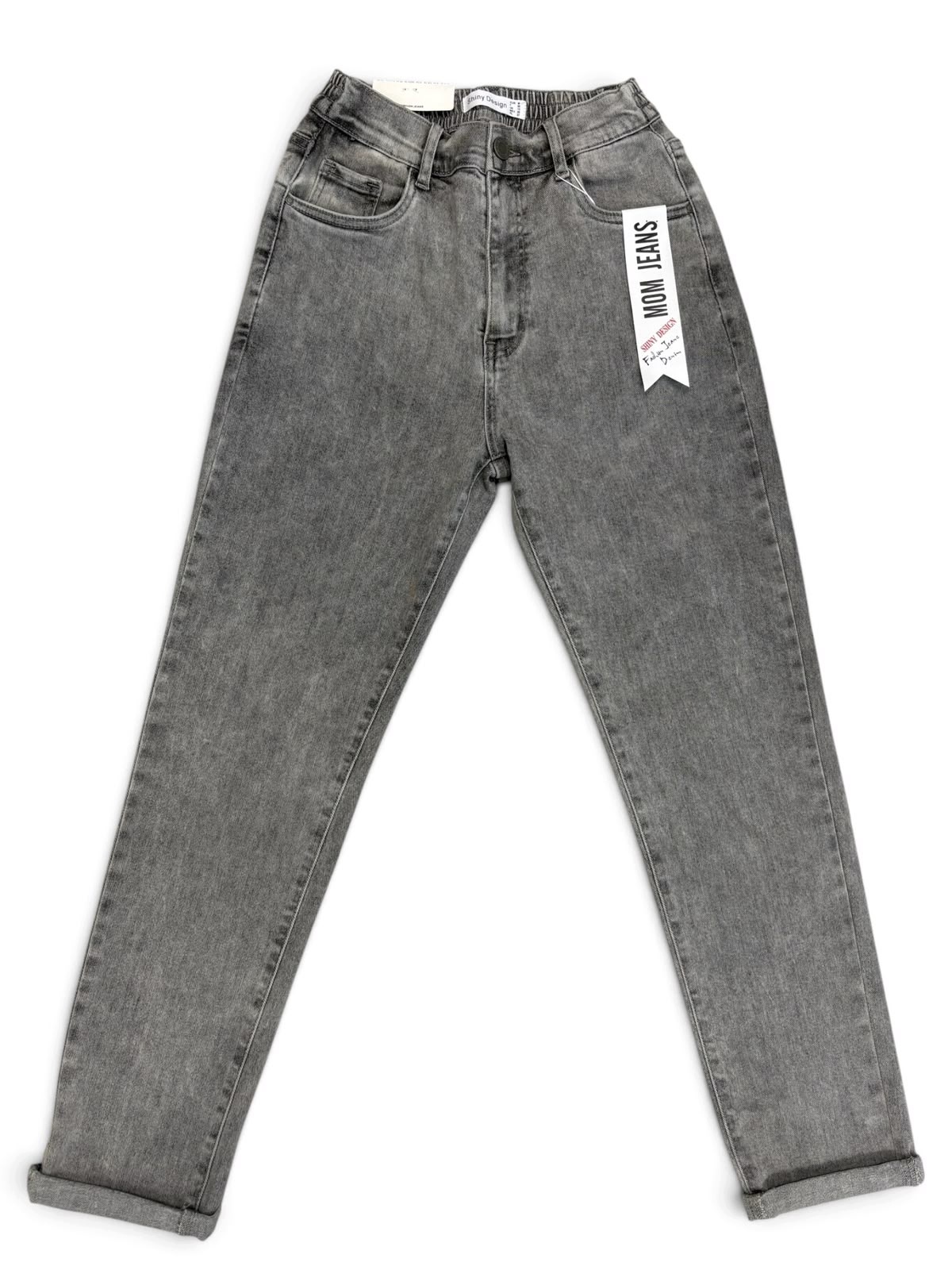 N900 Džínové kalhoty, džíny typu Mom Fit typu Shiny Desing, šedé, velikost M/38