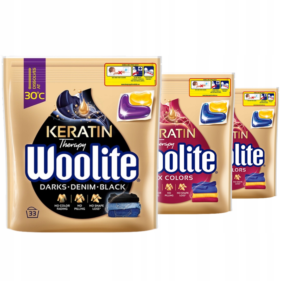 Levně Woolite Kapsle na praní Color Black 3x33 kusů