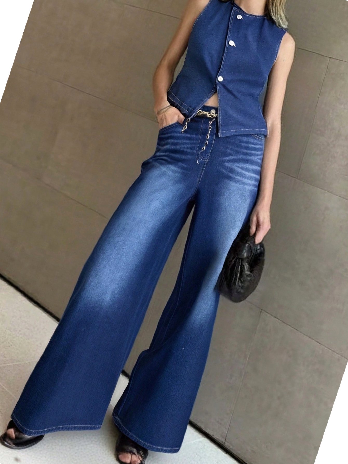 Komplet kalhot na každý den, modrá, švédská džínová vesta, velikost M 38