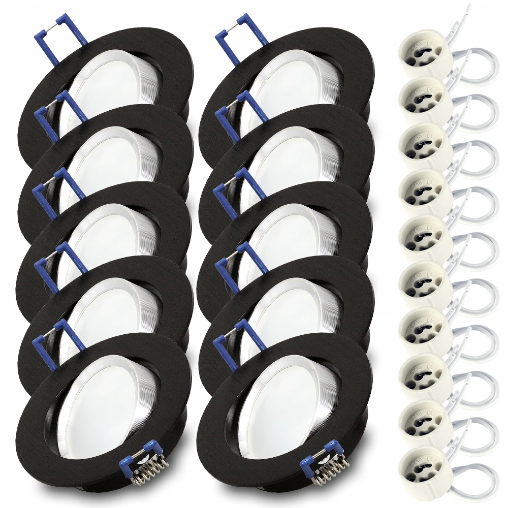

10x Oprawa halogen Odlew Czarna+ Led GU10 7W 4000K
