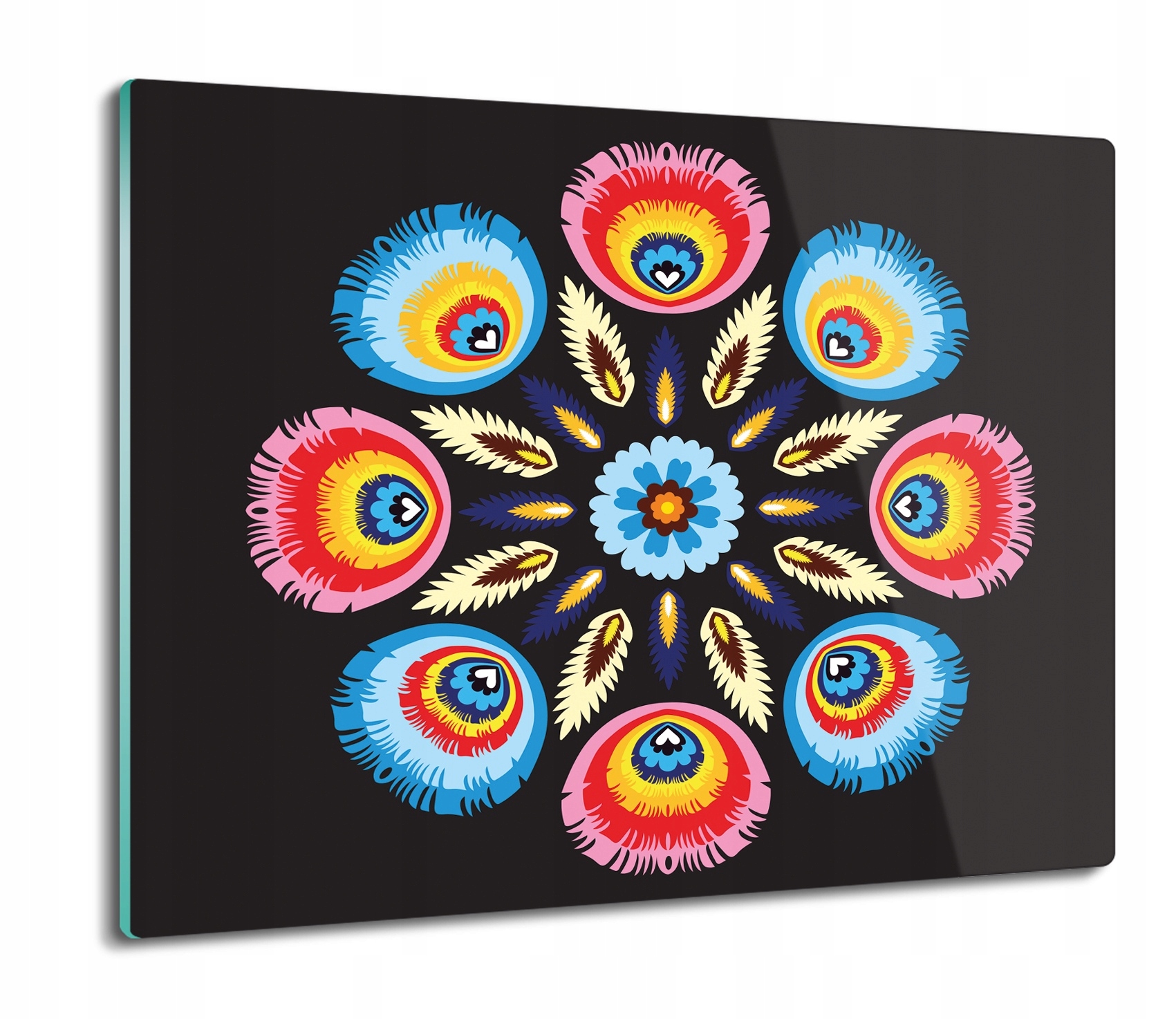 

Rozeta folk kwiaty 60x52 deska kuchenna szklana