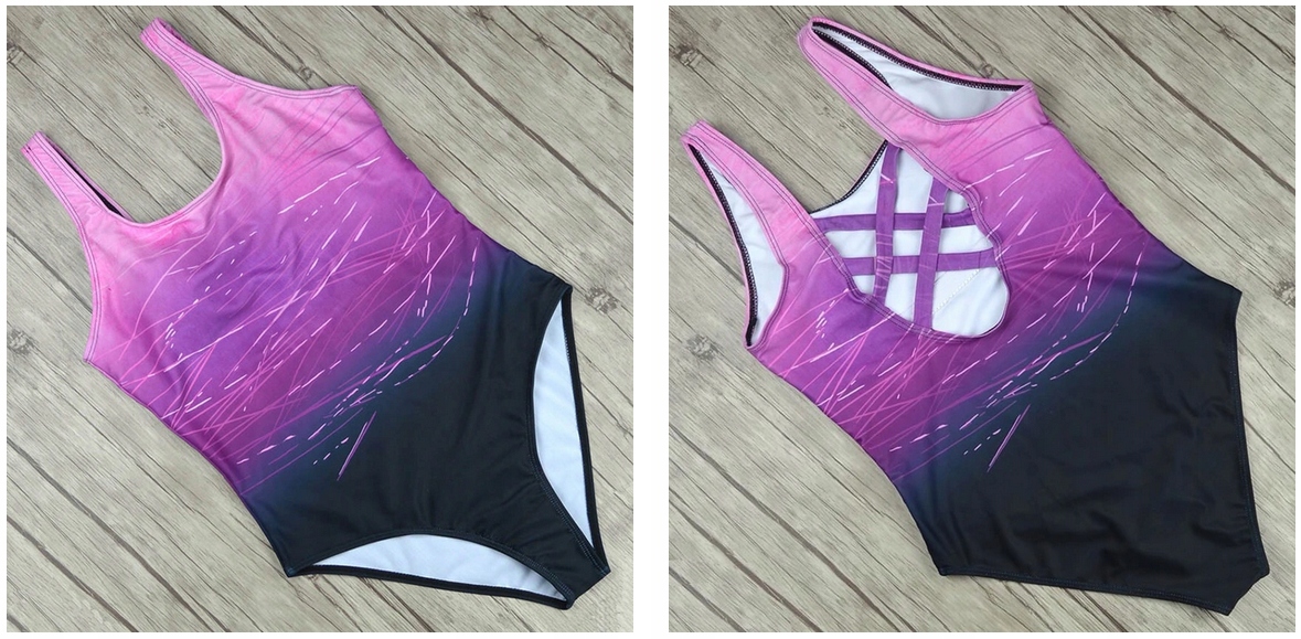 JEDNOCZĘŚCIOWY STRÓJ KĄPIELOWY MONOKINI FIOLET XL Fason majtek inny