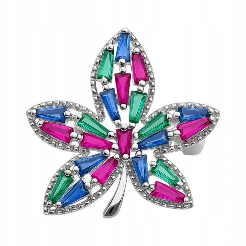 Stříbrná Brož List Barevná Příroda v ryzosti 925