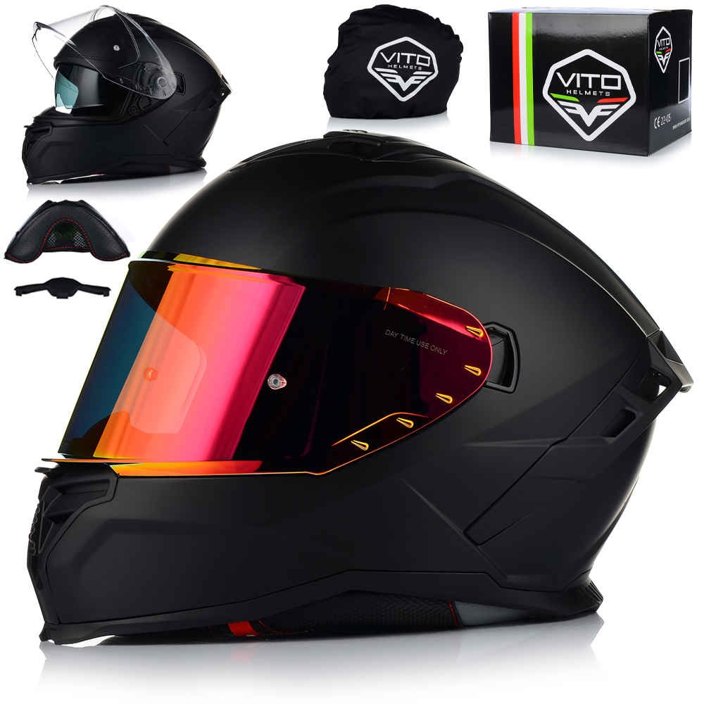 Motocyklová Prilba Vito Presto Matt Integrálna Červené Sklo Clona