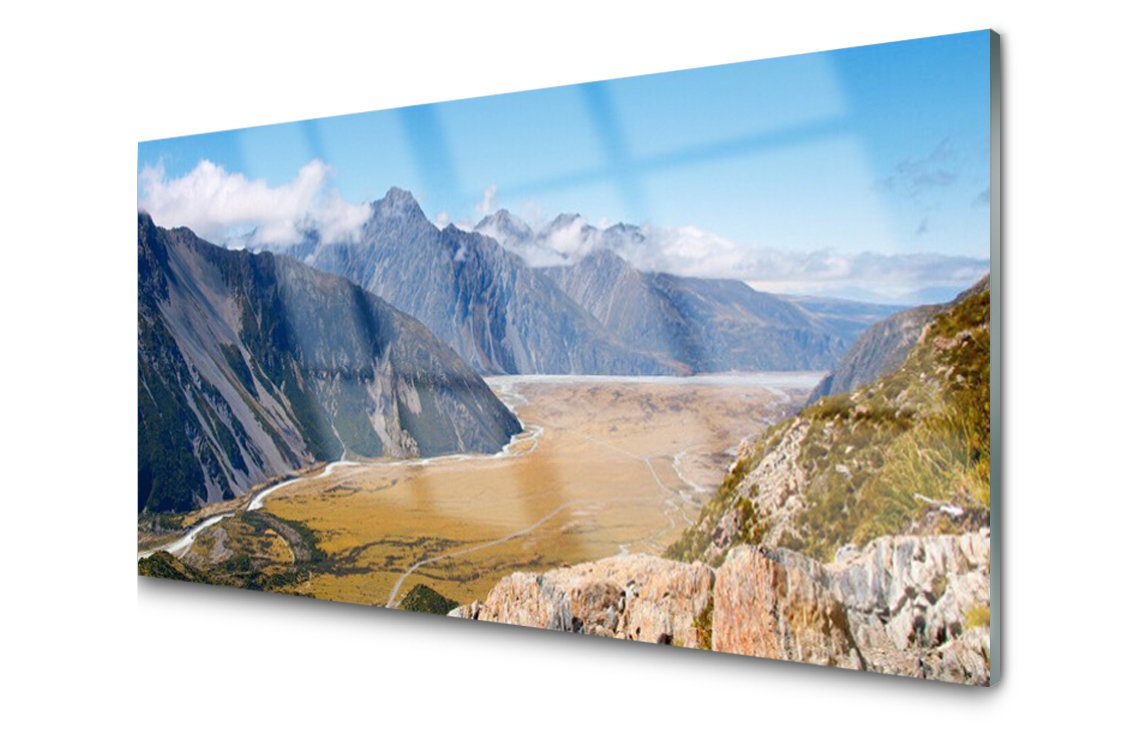 

Panel szklany ścienny Góry Widok 140x70 + Klej