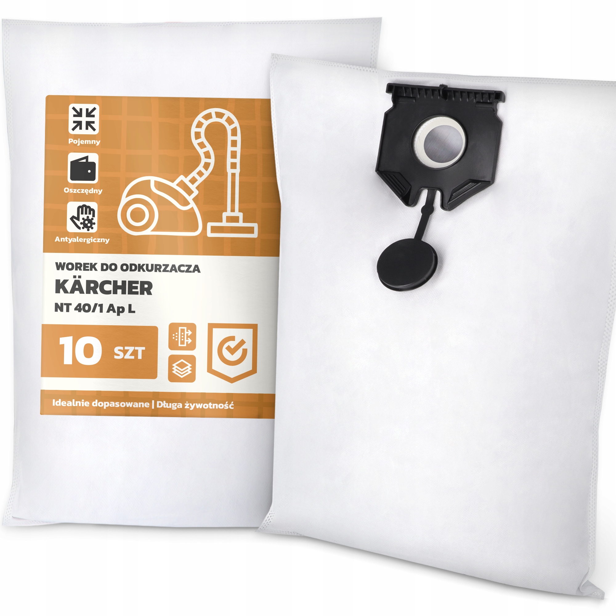 10 x Sáček Do Vysavače Kärcher Nt 40/1 Ap L Syntetický Odolný Velký Wo G9