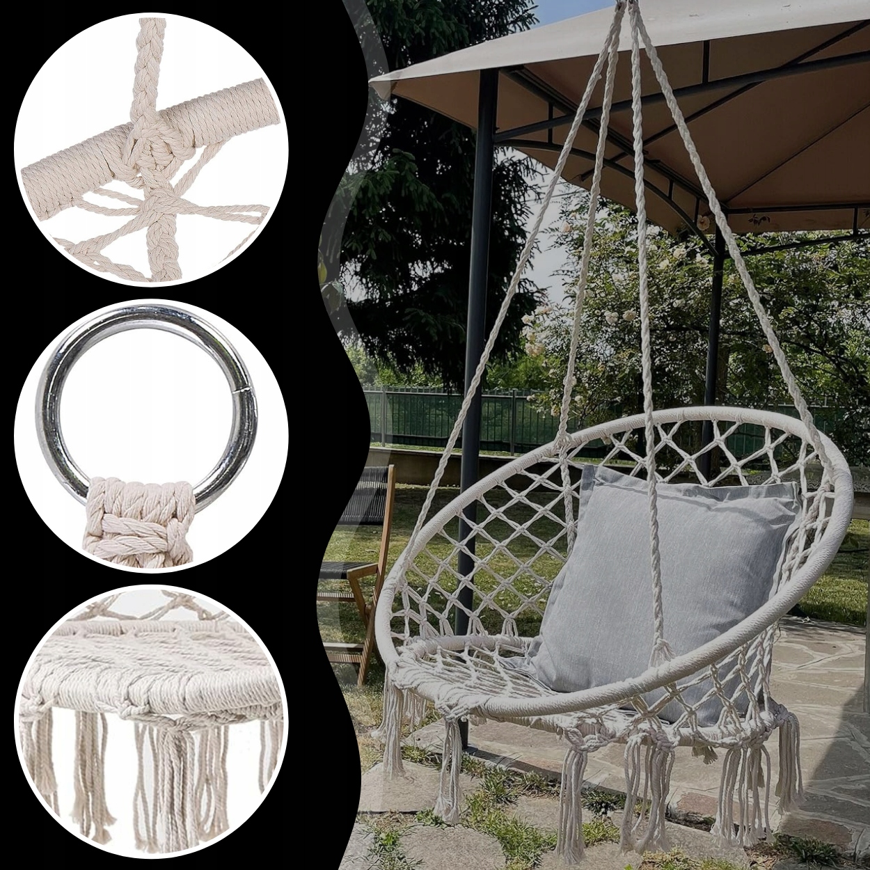 FOTEL WISZĄCY HUŚTAWKA OGRODOWA BOCIANIE GNIAZDO DO DOMU OGRODU 120CM Producent inna