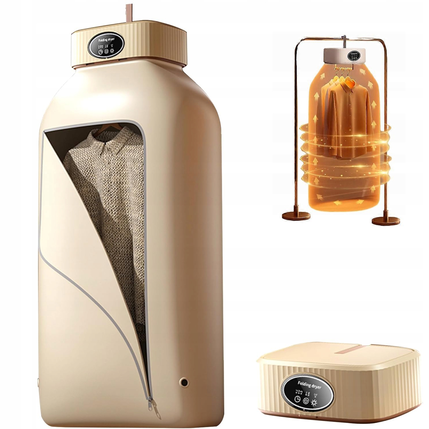 Levně Přenosná Mini Sušička Prádla s Časovačem, kompaktní elektrická skládací 600 W