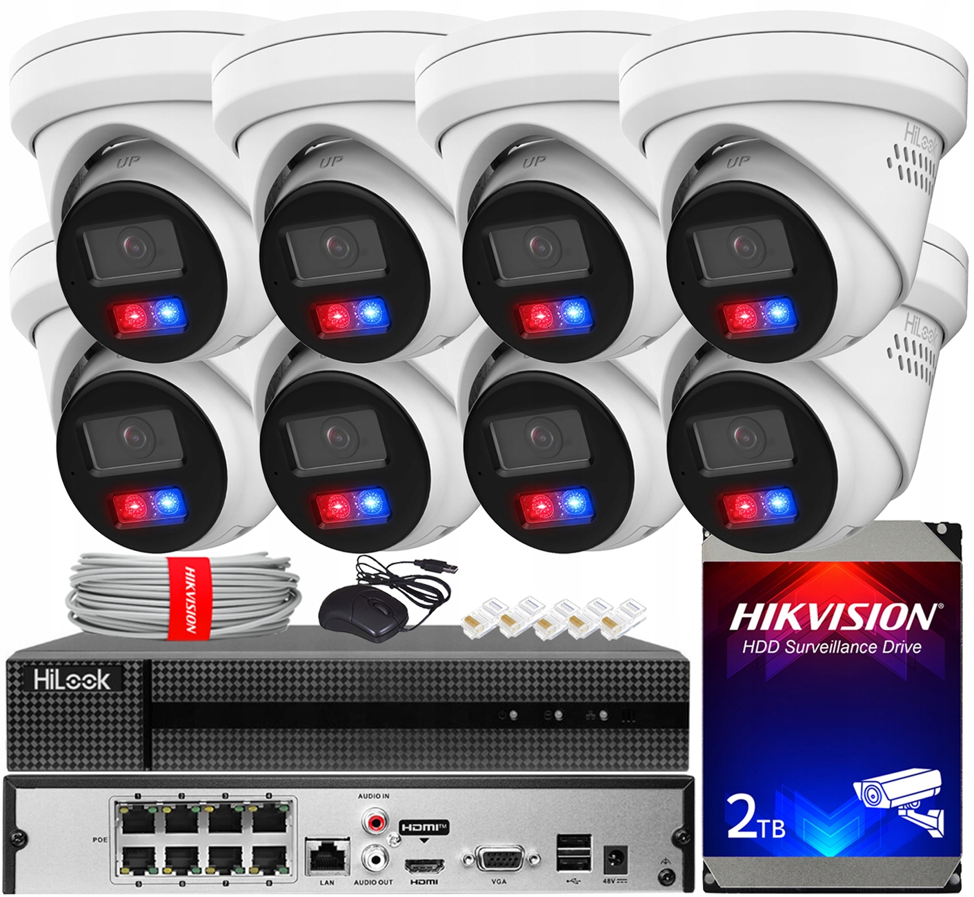 Monitorovací sada 8 kamer 6MPx Live Guard HiLook IPC-T260HAP-LUF/SL 8x PoE