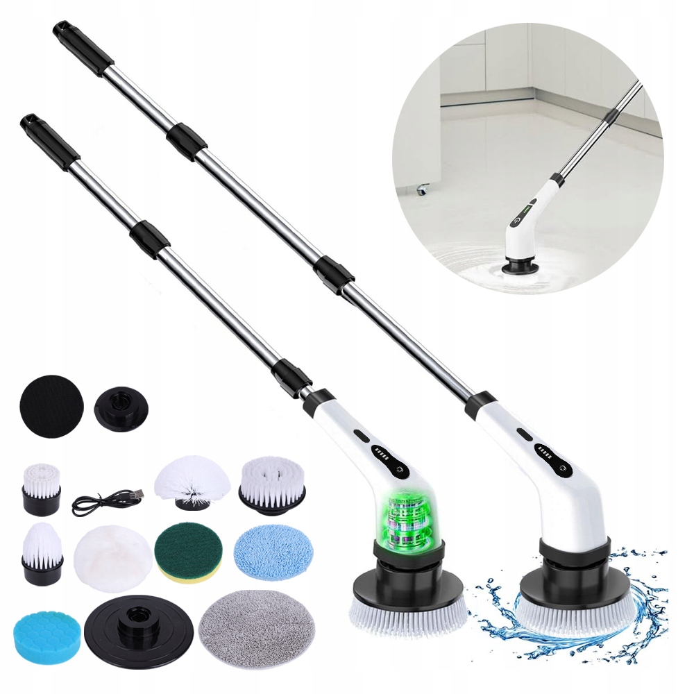 Levně Elektrický Čisticí Kartáč Voděodolný 9 V 1 2 Rychlostních Stupňů 2000 Mah