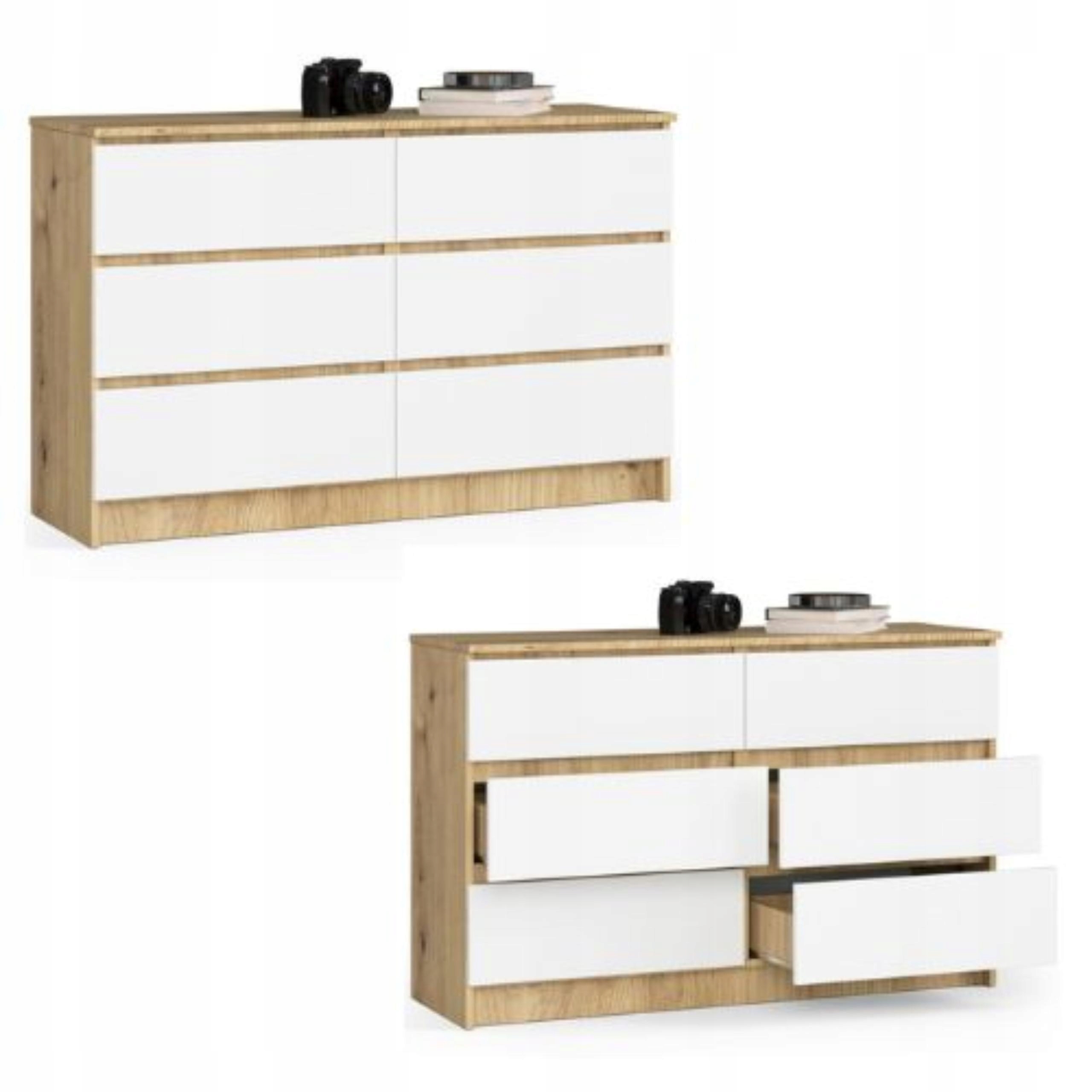 Komoda, skrinka K120 6 zásuviek artisan-biela Akd