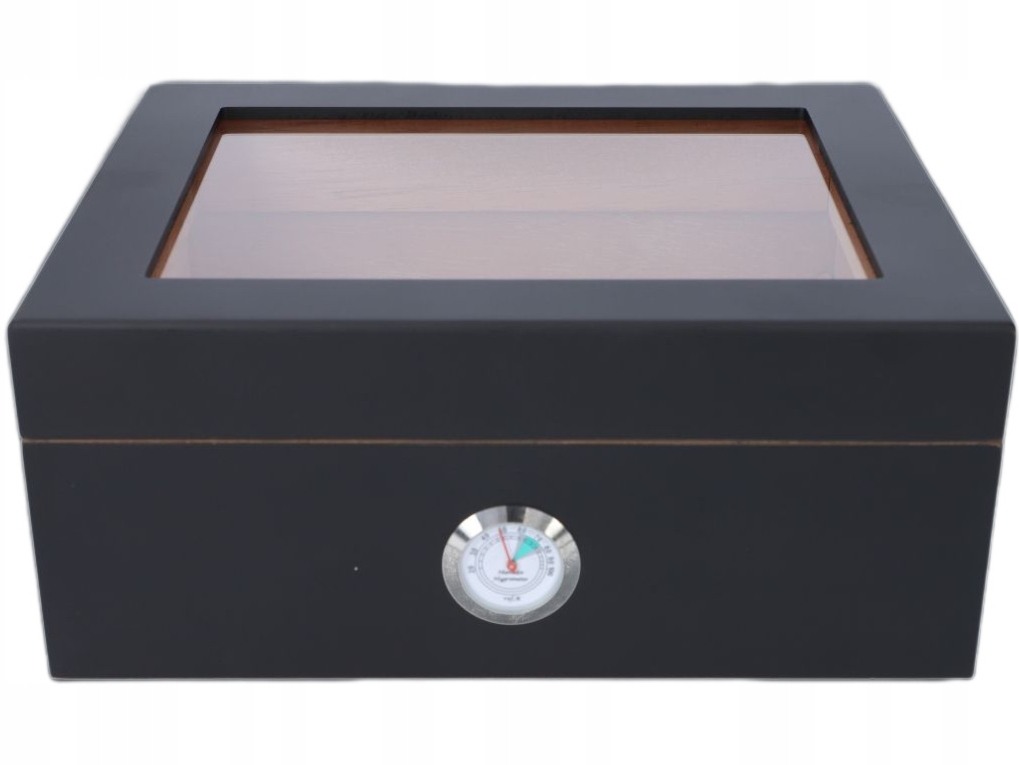 HUMIDOR DREWNIANY Z HIGROMETREM I NAWILŻACZEM CEDROWY PUDEŁKO NA CYGARA