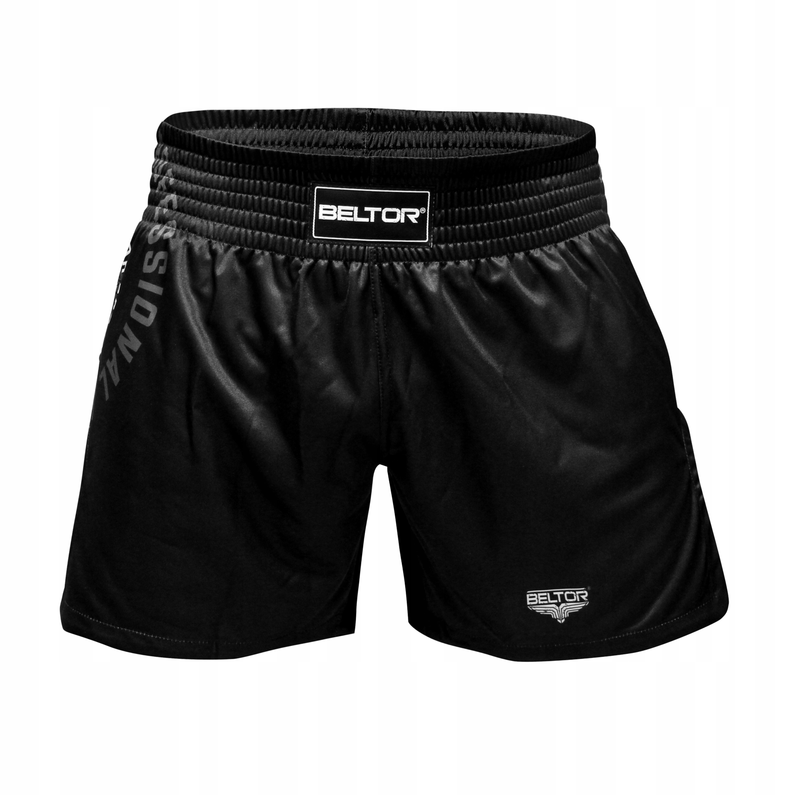 BELTOR BW SPODENKI KRÓTKIE K-1 KICKBOXING TRENINGOWE CZARNE ROZMIAR XXL Linia plus size (duże rozmiary)