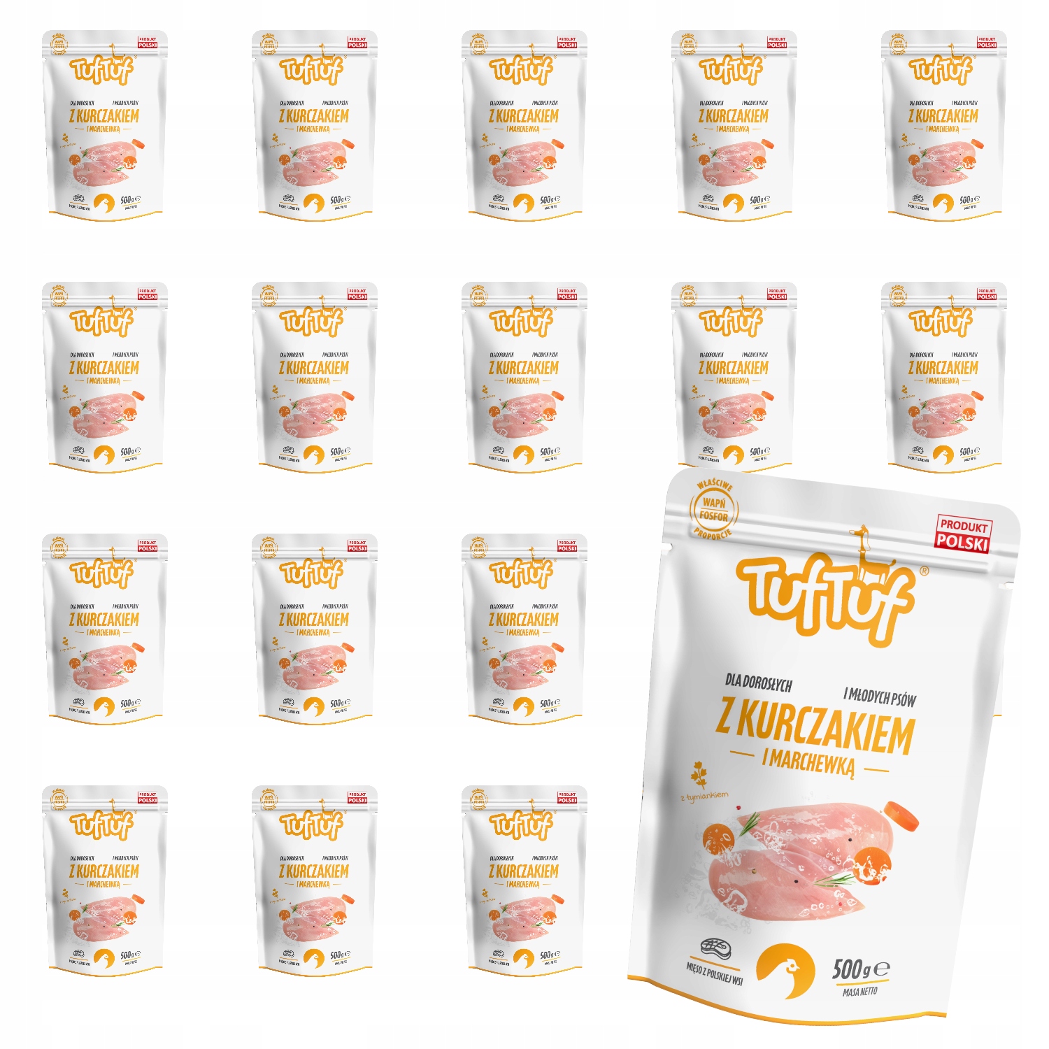 Levně Vlhké Krmivo Pro Psa TufTuf Sáček Mleté Kuře Mrkev 20x500G