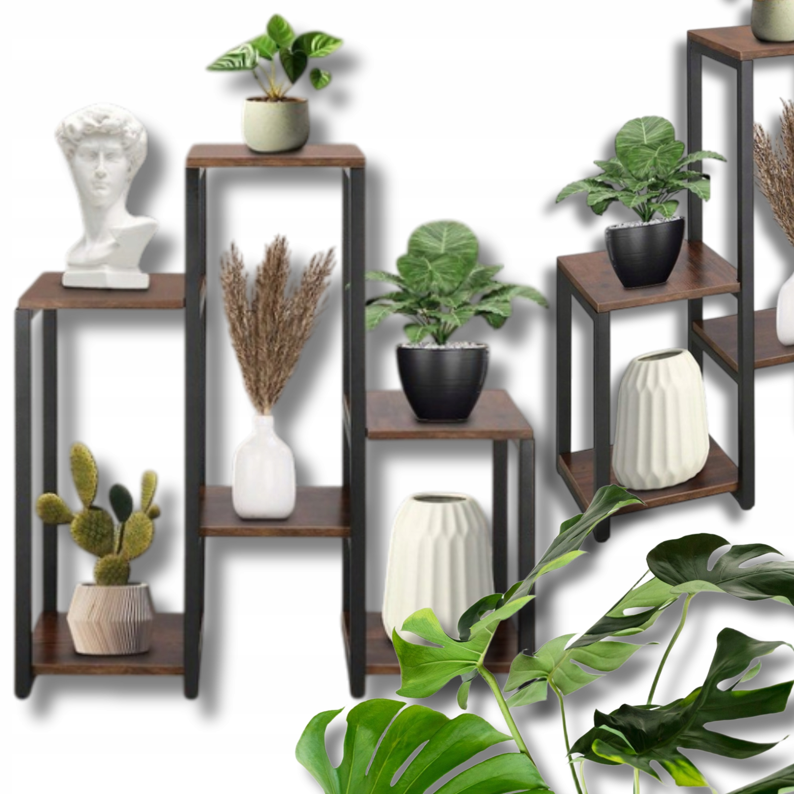 Kovový Držiak Na Kvetináč Stojan Na Kvety Rastliny 6 Políc Stojaci Regál Loft
