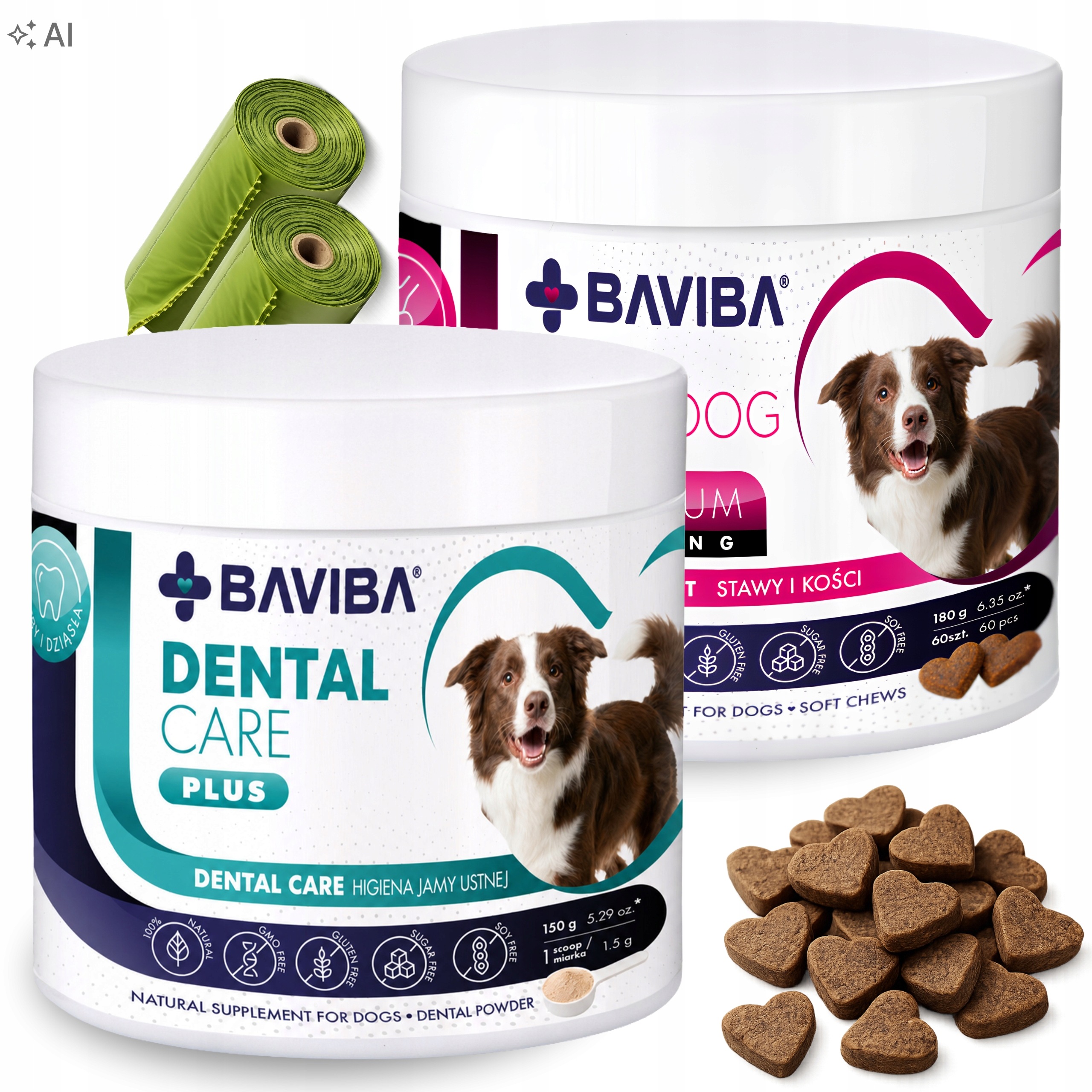 Doplňky pro psa sada Dental čisté zuby Flexi zdravé klouby Baviba