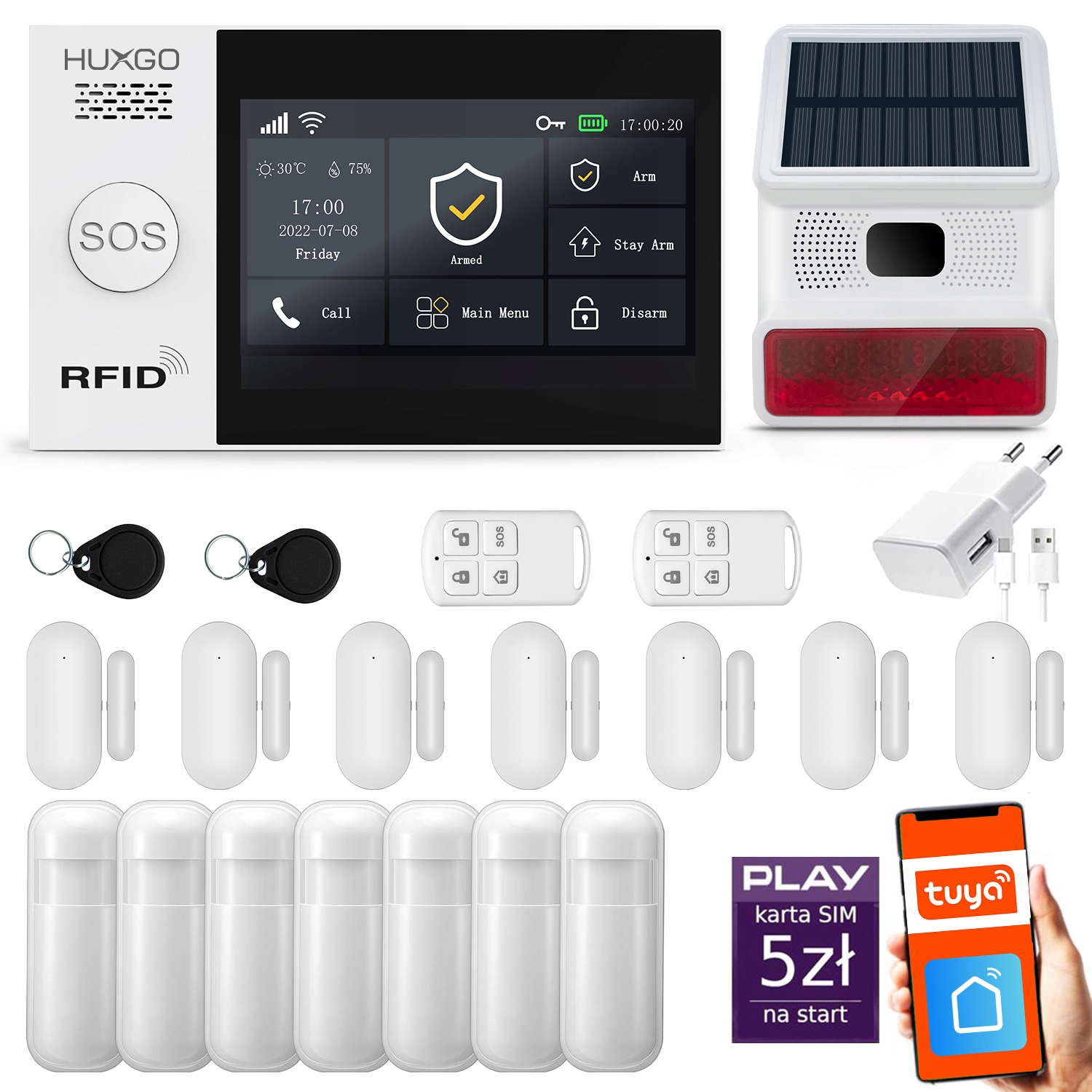 Bezdrôtový alarm Gsm WiFi, Sms, Tuya, alarmová sada Huxgo HXA007