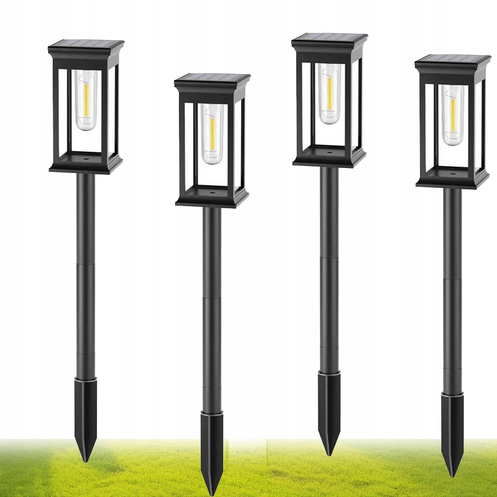 4x Solární Zahradní Lampa Teplá voděodolná solární zahradní dekorace