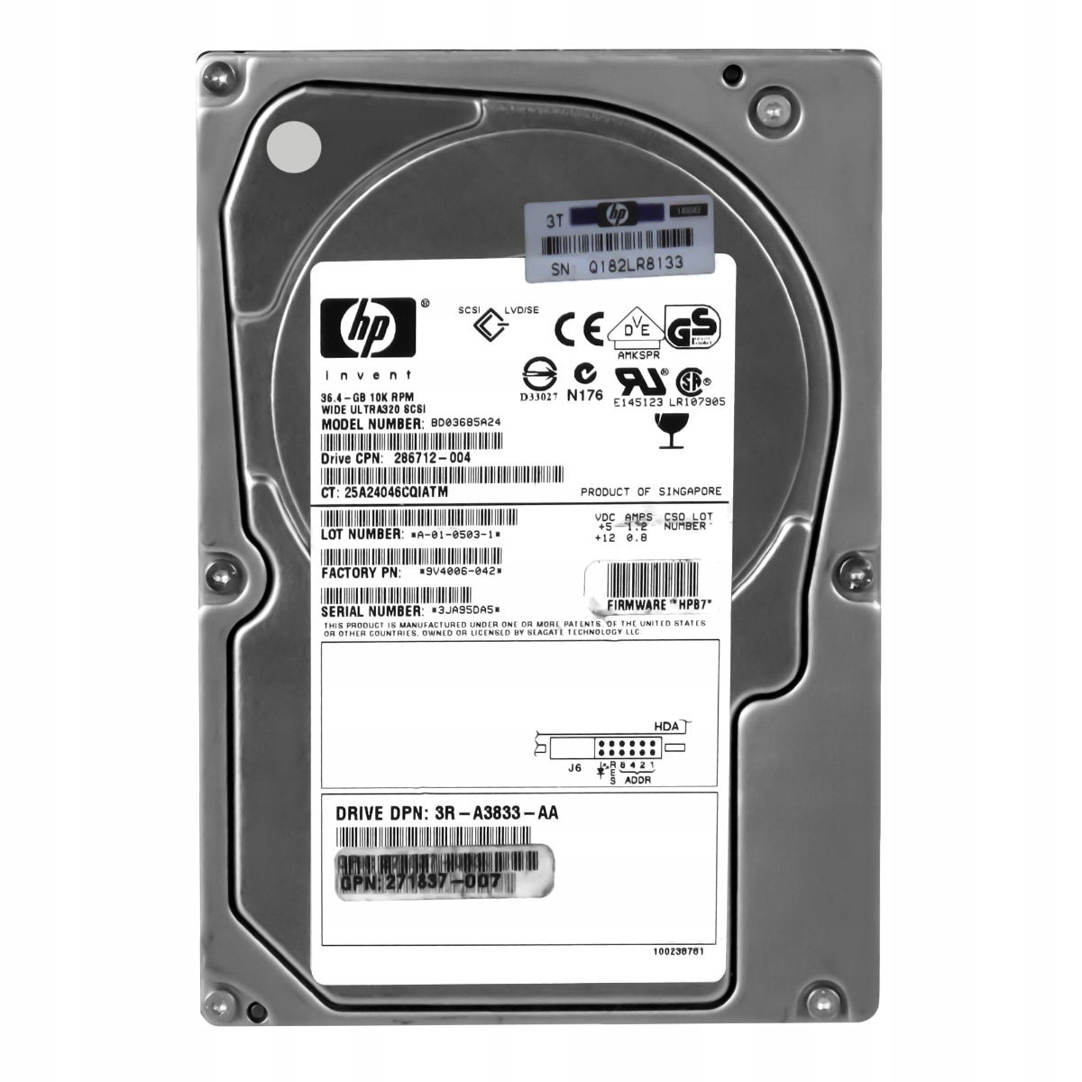 Hp 286712-004 36.4GB 10K 8MB Scsi U320 3.5'' BD03685A24