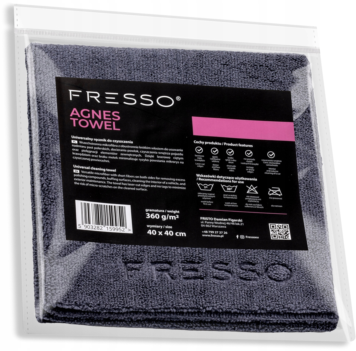 

Fresso Agnes Towel Miękka Mikrofibra 40x40cm 360gm