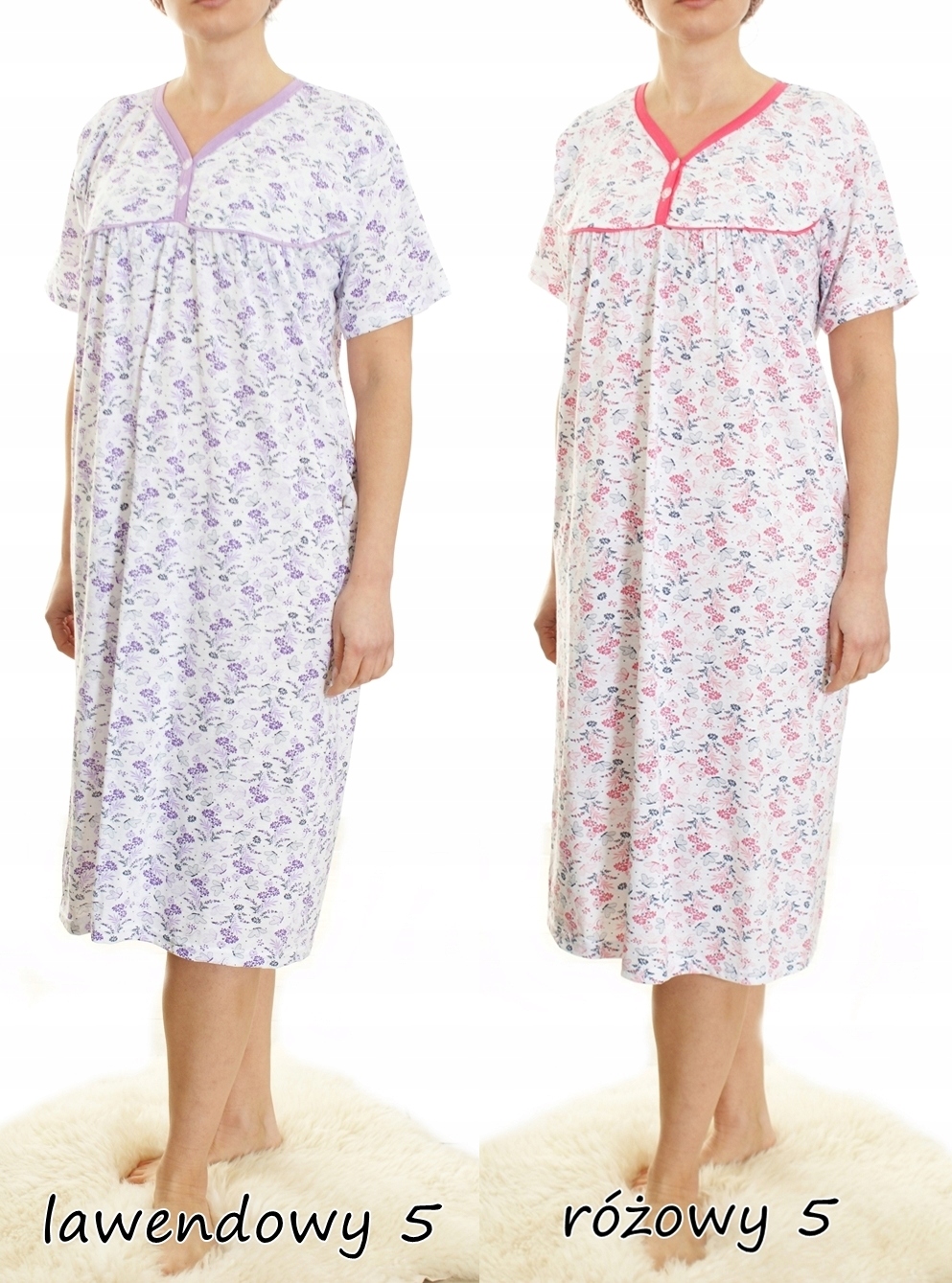 Koszula nocna wygodna bawełna ELA MEGA PLUS SIZE Dekolt okrągły