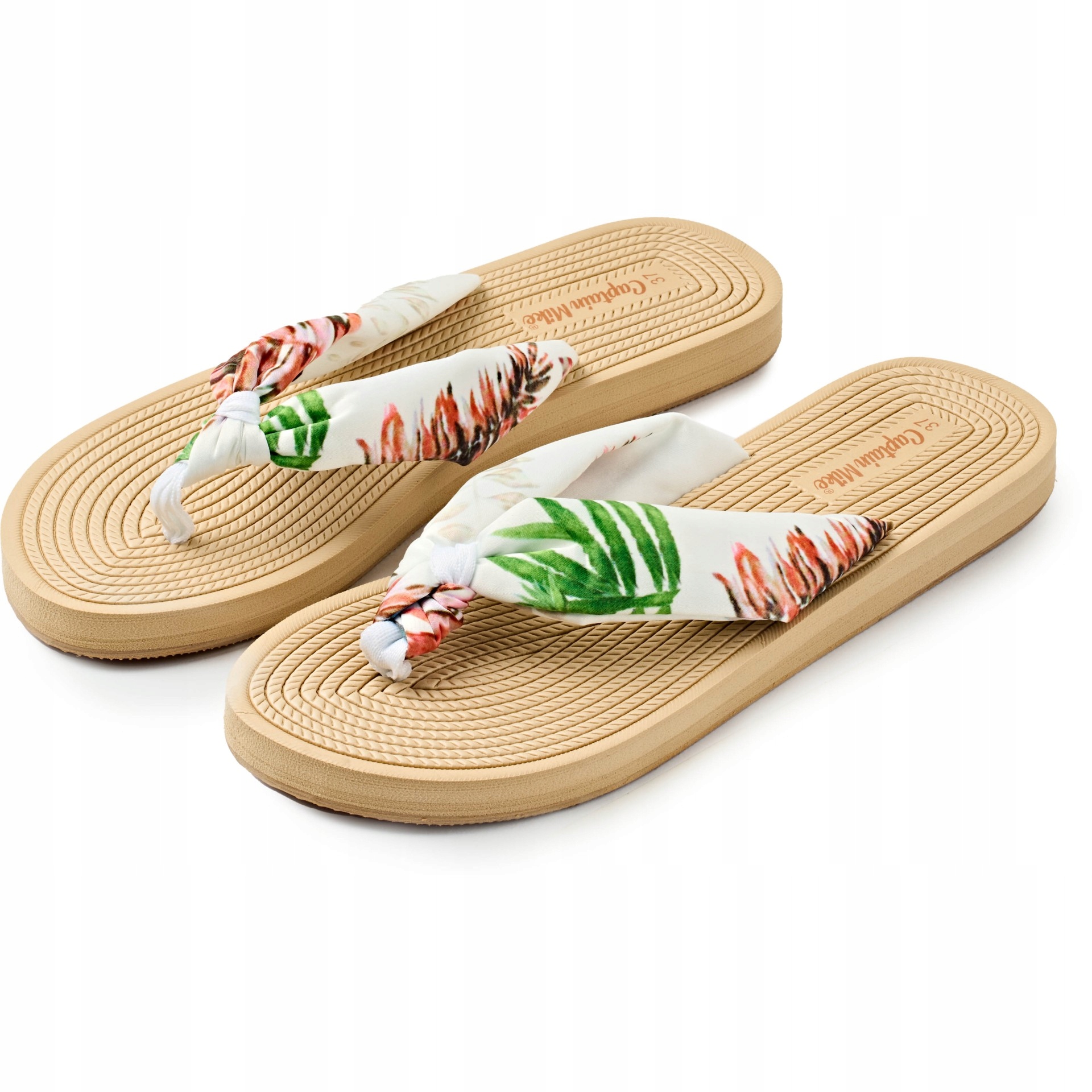 

Klapki japonki damskie białe w kwiaty r.41