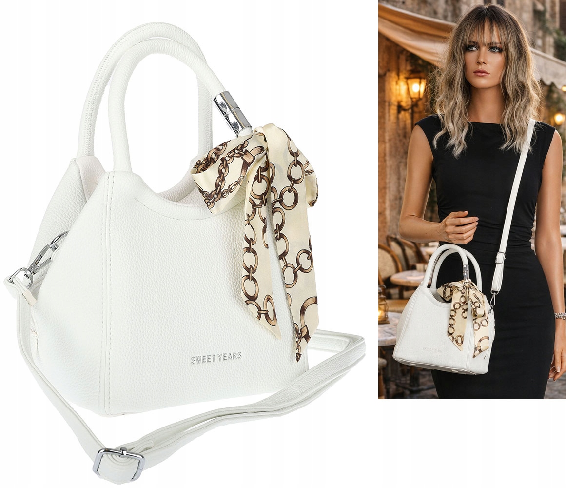 Torebka damska włoskiej marki Sweet Years Listonoszka kuferek YM22 biała