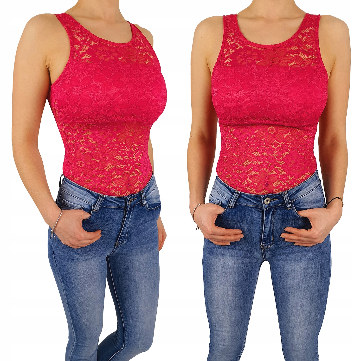 

#damskie Body Koronkowe Dopasowane - Ramiączko