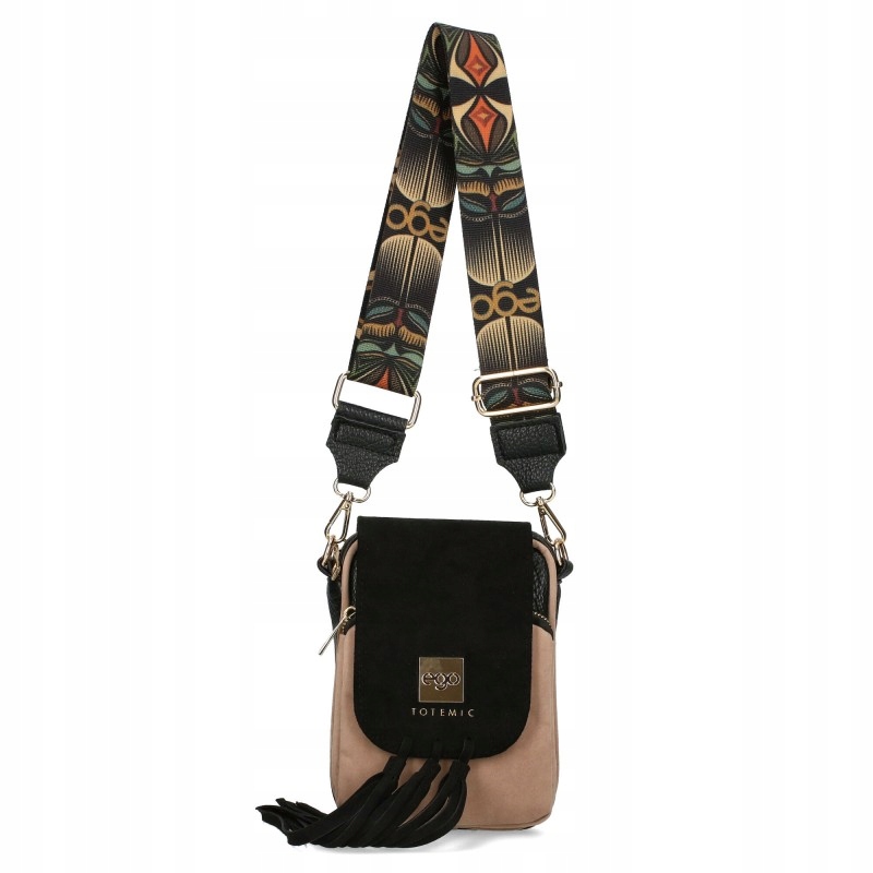 Dámská kabelka Ego s třásněmi Klapka Odnímatelná Crossbody Pásek Boho Béžová