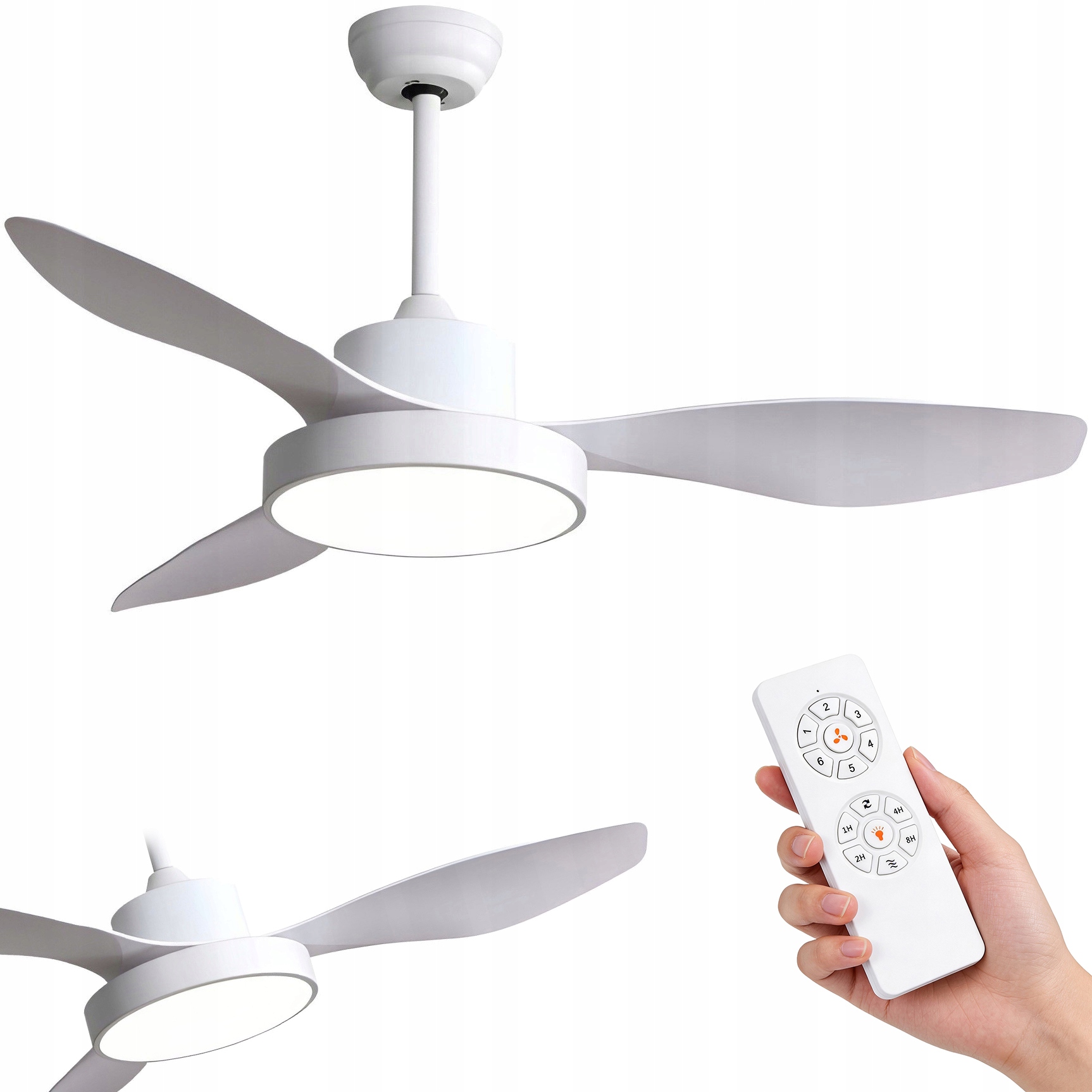 Stropný ventilátor Solento Led DC Biely 106 cm Tichý ventilátor, Led lampa