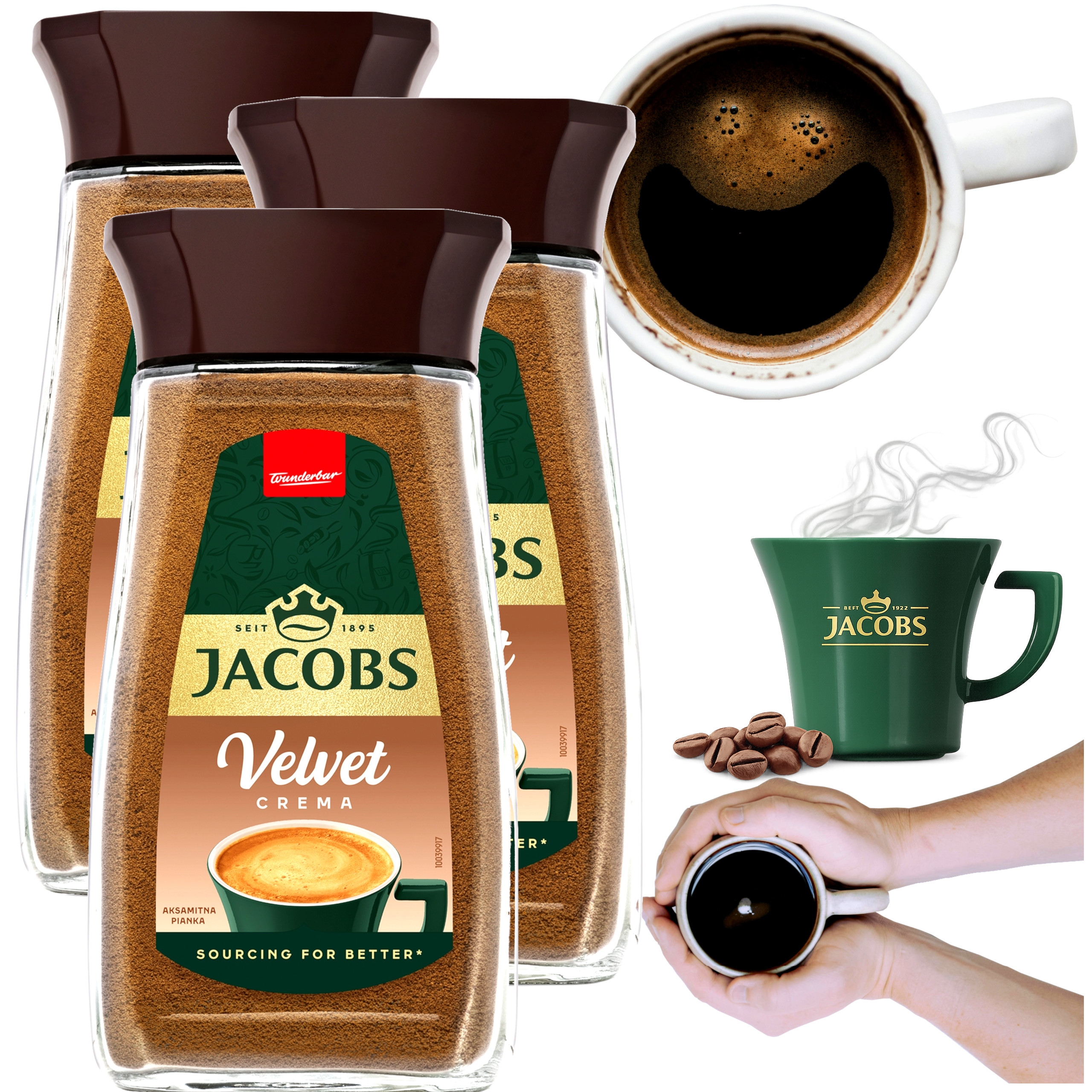 Kawa Jacobs Rozpuszczalna 200g x3 Velvet Crema W Słoiku Instant Original