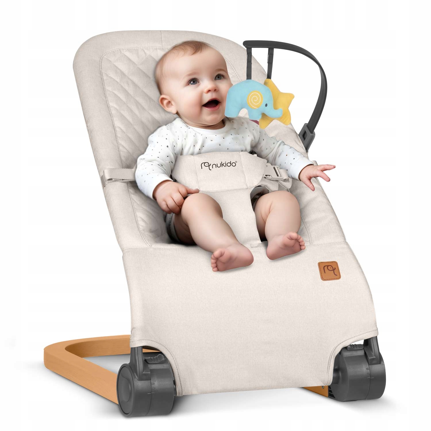 Leżaczek bujaczek z zabawkami NK-52 beżowy dla dzieci dziecka niemowląt Rodzaj Leżaczek