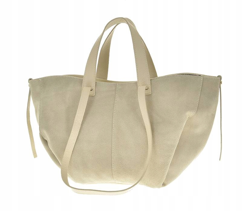 Kabelka shopper béžová semišová velká kožená A4 přes rameno Vera Pelle kůže