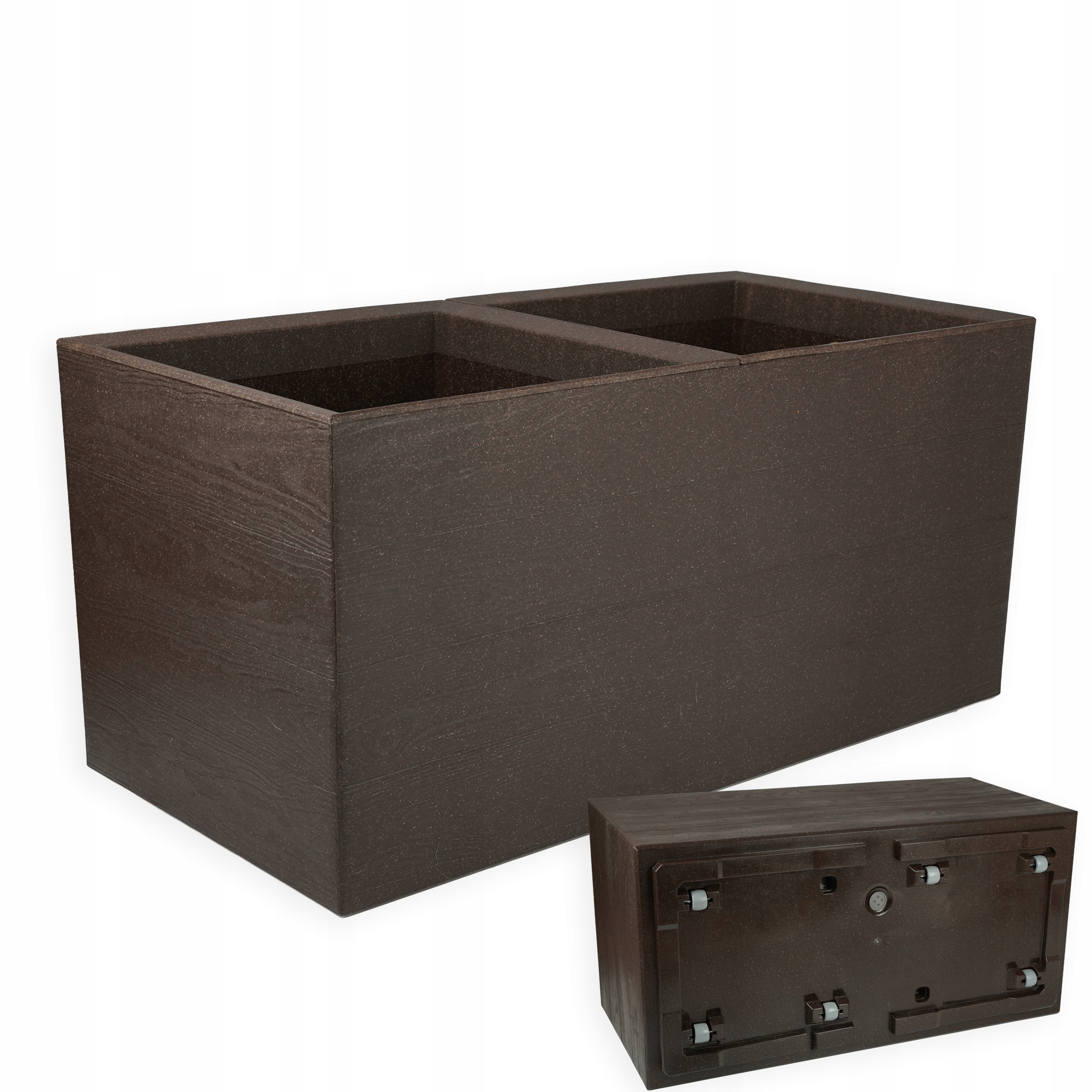 Květináč Na Kolečkách Velký Obdélníkový 40x80 CM Eco Wood Bronz Káva Espresso