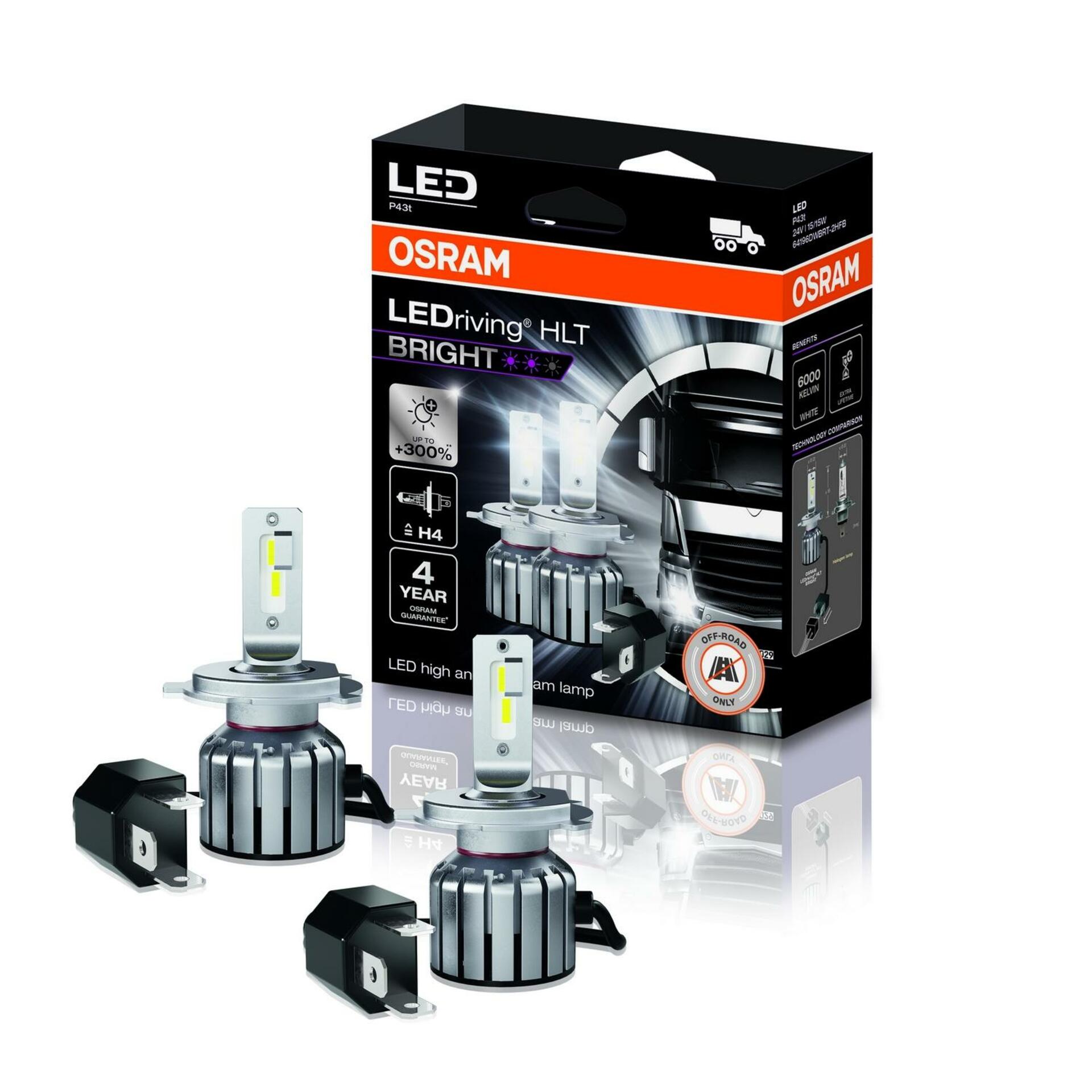 Osram LEDriving Hlt Bright H4/H19 24V 15W Led 6000K, 2ks, pre nákladné vozidlá