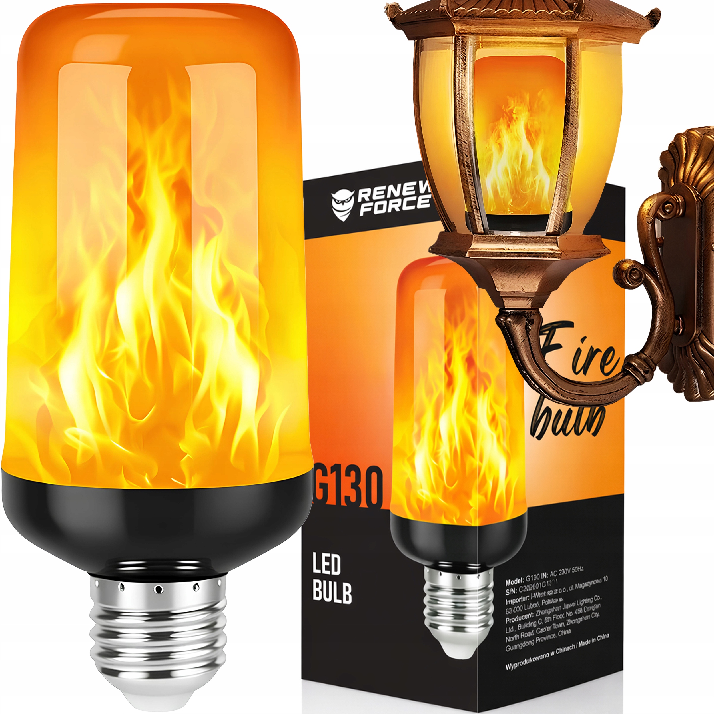 ŻARÓWKA LED Z PŁOMIENIEM 3 TRYBY LAMPA ŻARÓWKA Z EFEKTEM PŁOMIENIA OGNISKO