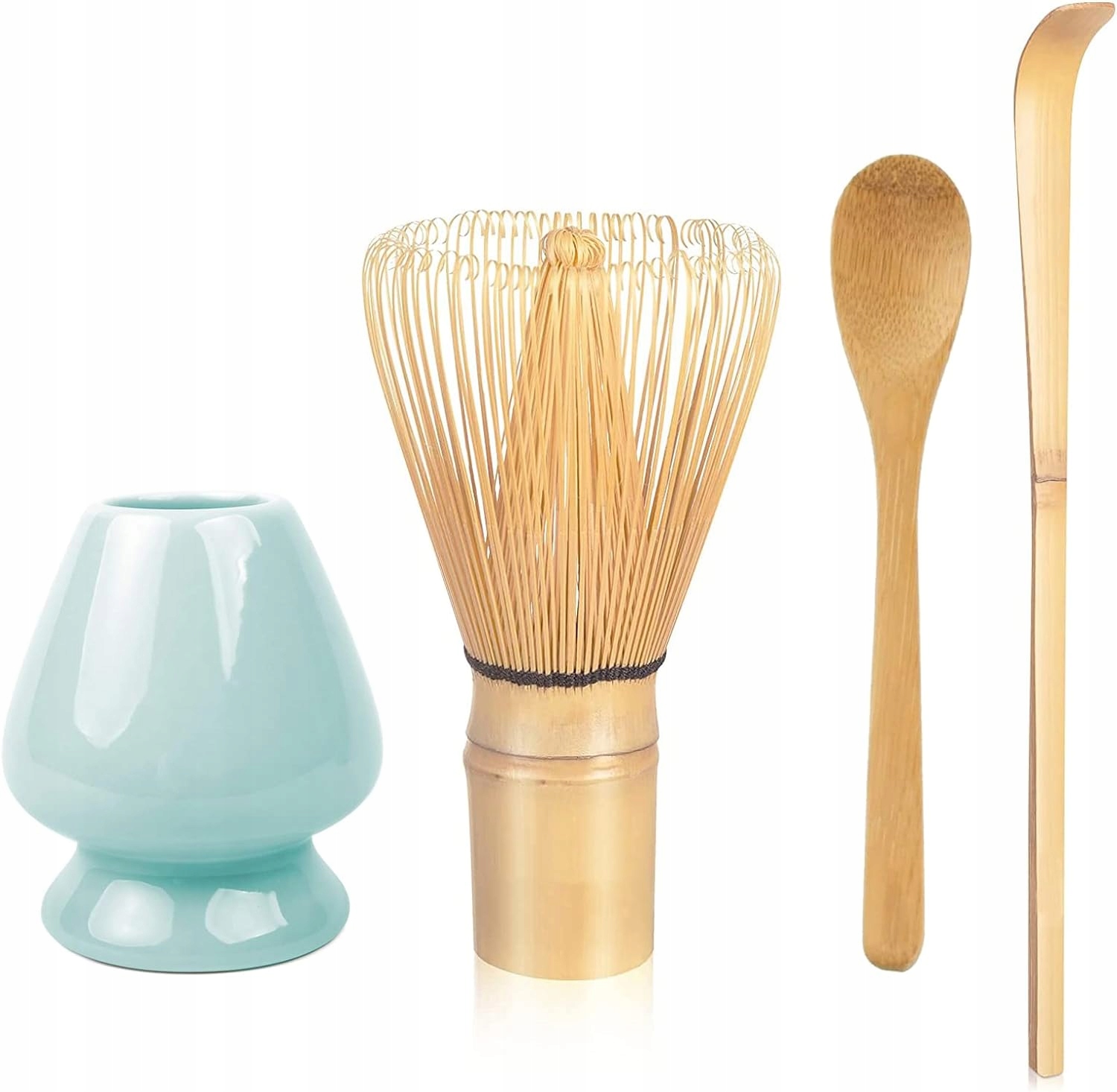 Levně Sada příslušenství pro matchu bambus šlehací metla lžíce stojan keramický