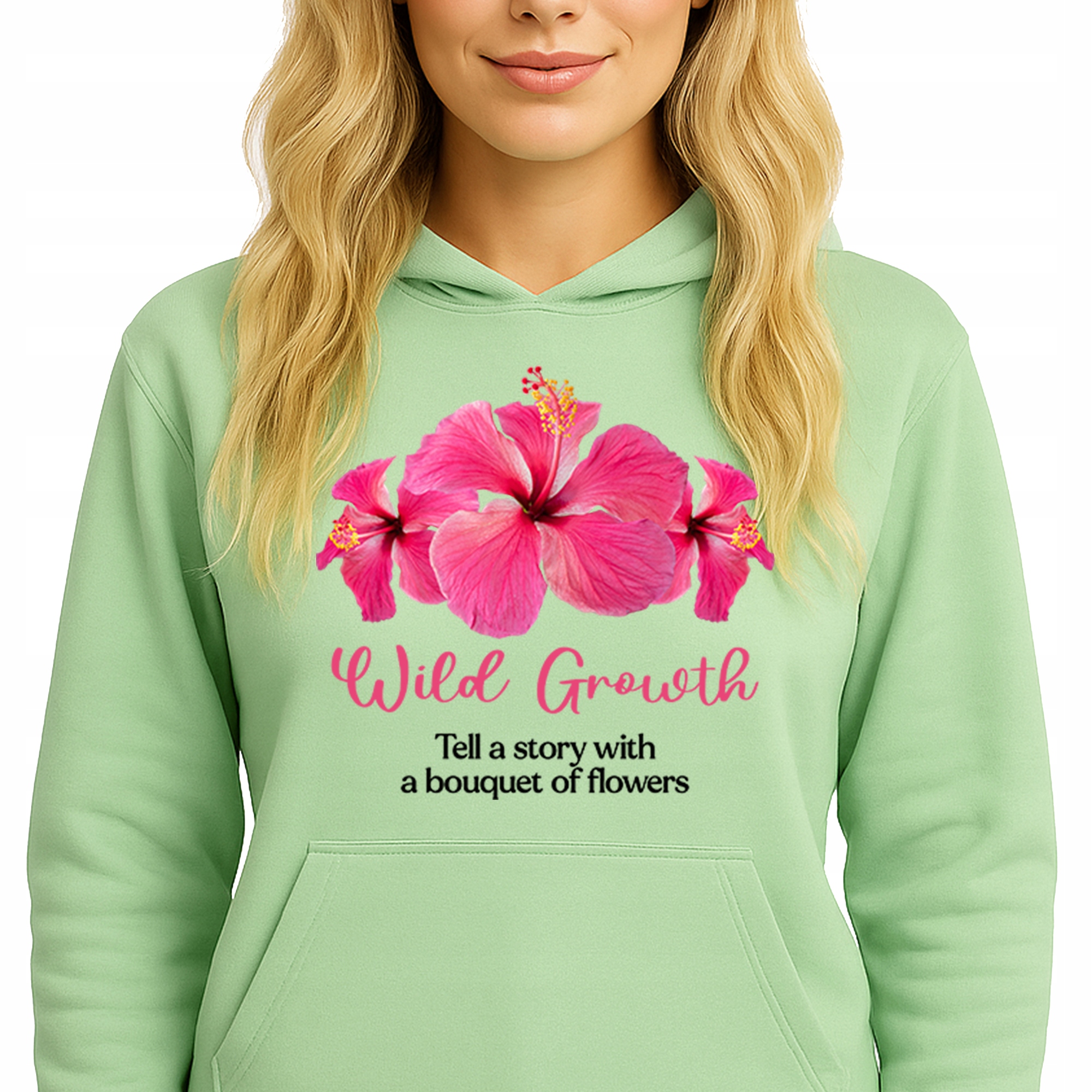 Mikina S Kapucí Hoodie Pistachio Green Bavlněná Módní Wild Growth Vel S