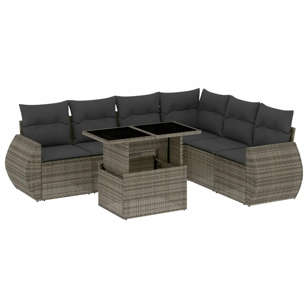 Set zahradního nábytku VidaXL ratan vidaXL šedý 7 el.