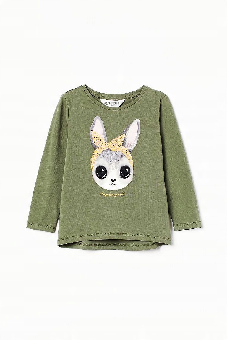 

Nowa H&m bluzeczka Króliczek khaki 110/116