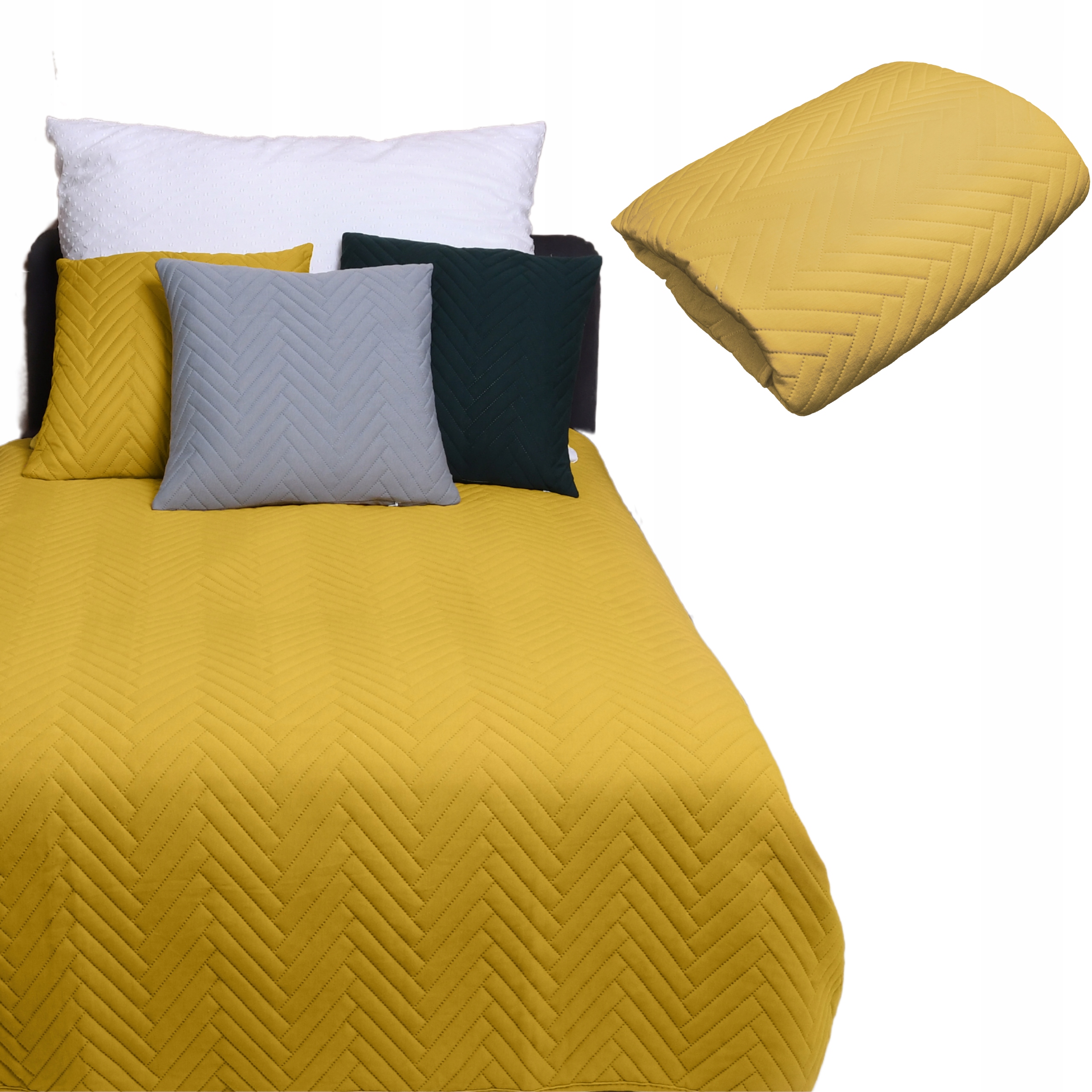 Přehoz na postel, pohovku, deka prošívaná Hořčicová 220x240 cm