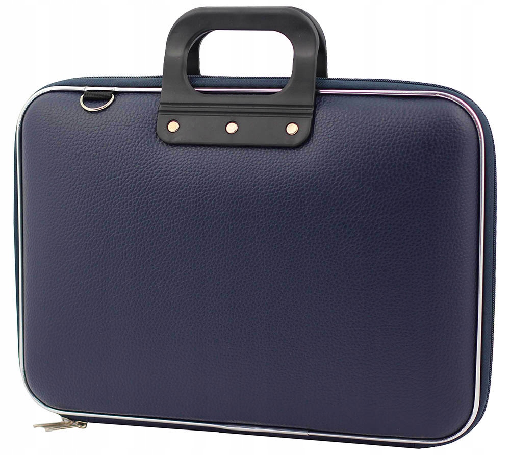 Skórzana Torba Aktówka Skóra Na Laptopa 15 16 Cal Granatowa