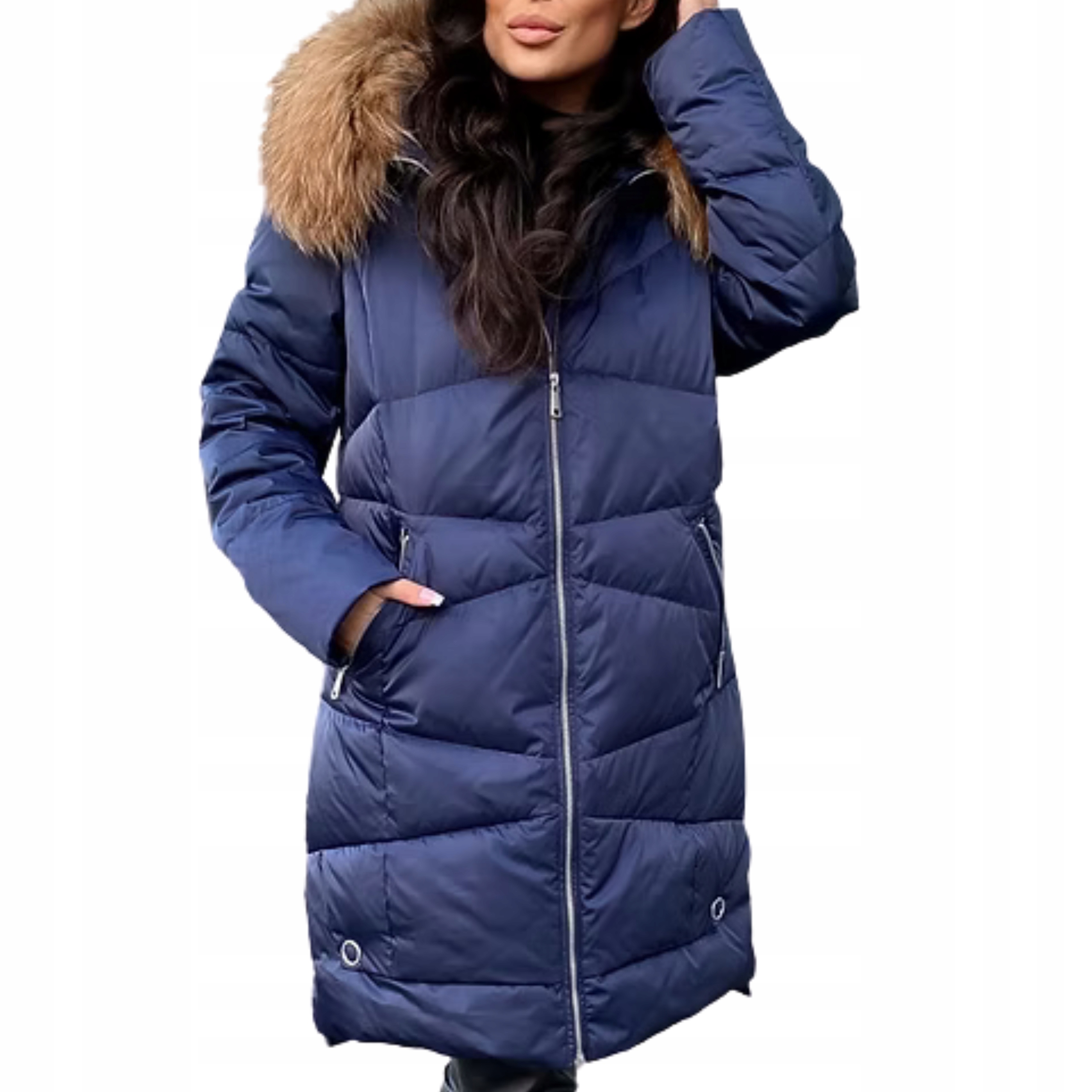 Dámská prošívaná péřová bunda Premium s kapucí jenot tmavě modrá 44 XXL