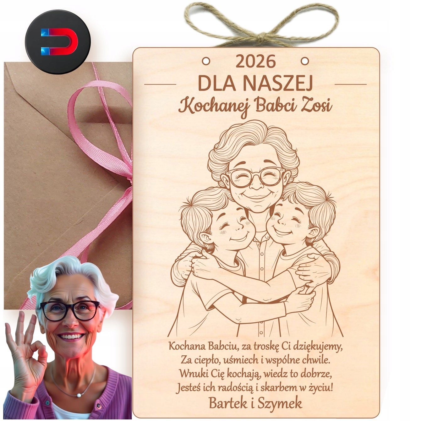 Dárek Ke Dni Babiček, Dřevěná Cedulka, Gravírování Přání, Personalizace Pro