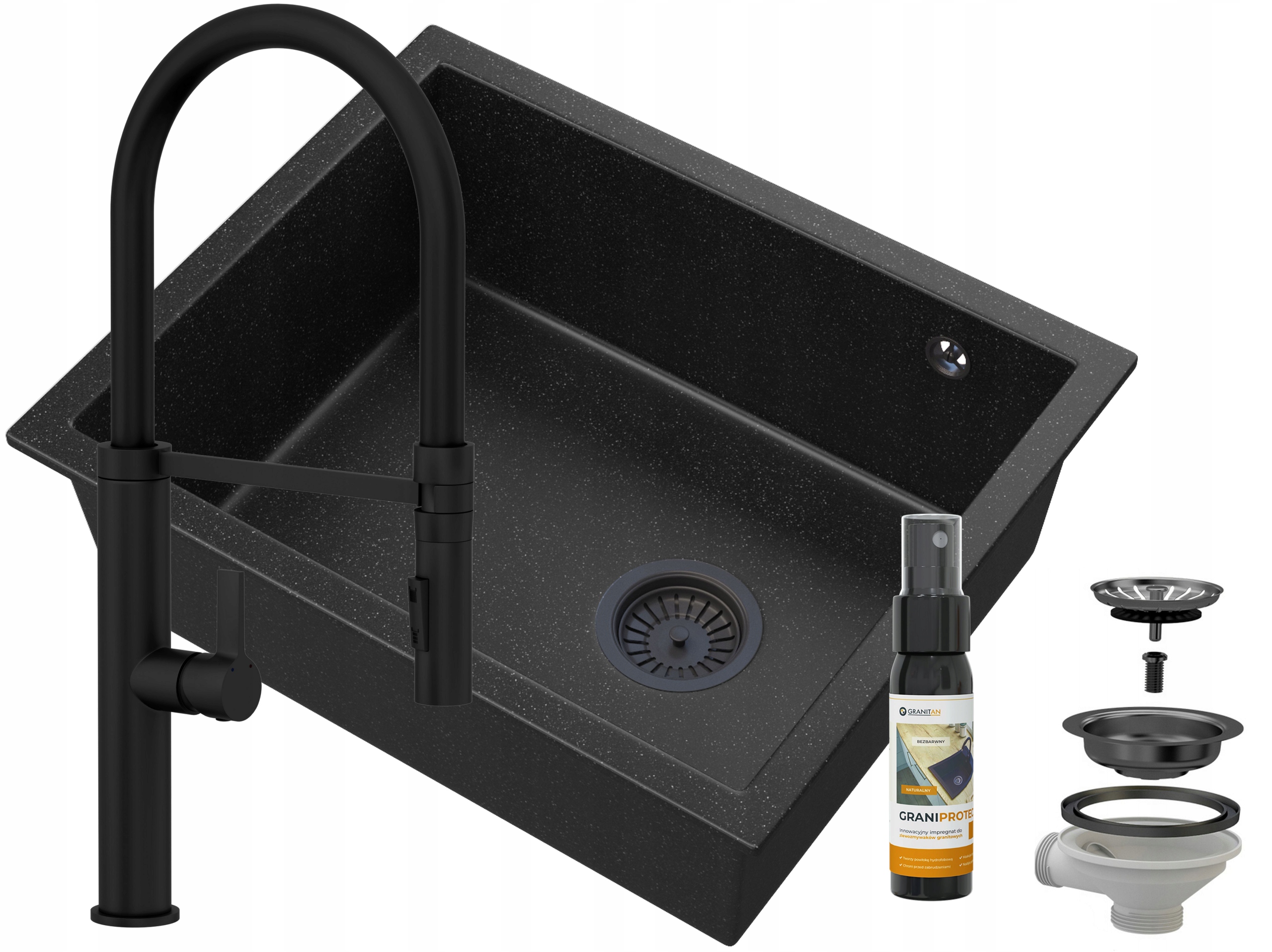 Poddoskový Granitový Drez, Čierny, Závesný Salix