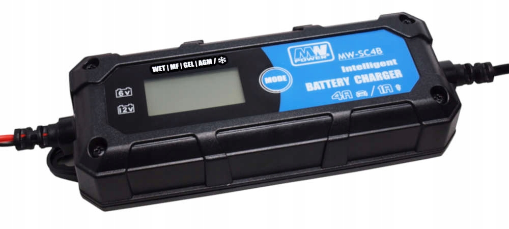 Ładowarka 6V/1A, 12V/1A, 12V/4A. Aku: WET, AGM, GEL. Function: Regenaration